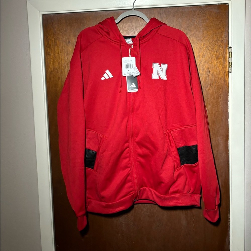 Adidas Nebraska Cornhuskers fleece lined zip hoodie NWT men’s size XL